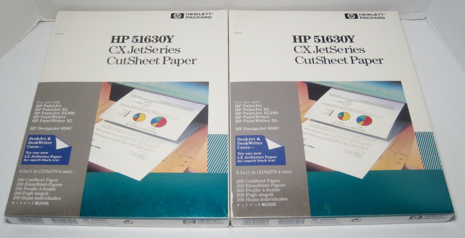 Lot of 2 New Sealed HP 51630Y CX JetSeries CutSheet Paper 8.5″x11″ 200 Sheets