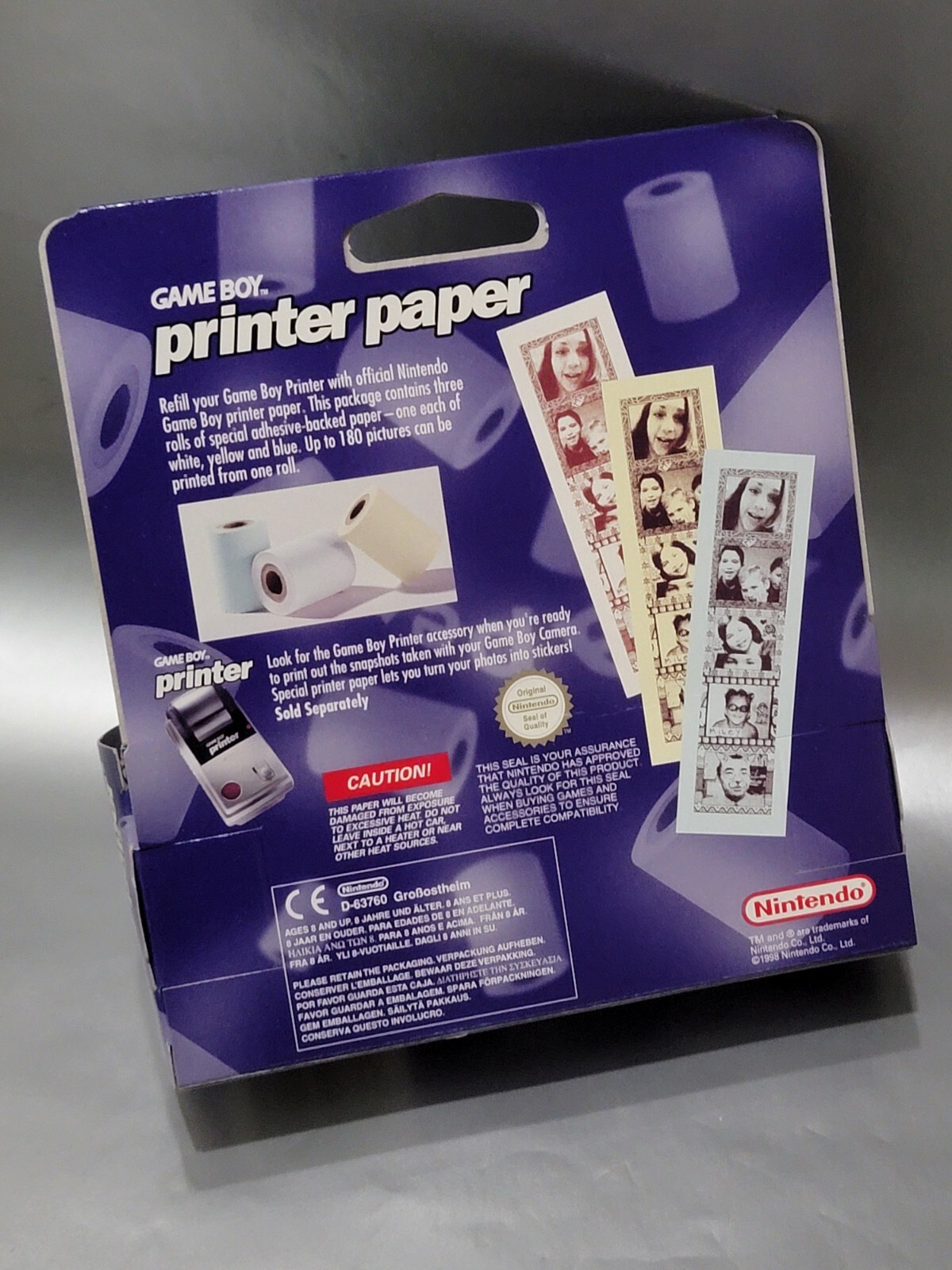 Gameboy PRINTER PAPER refill (with crushed carton box) 3 Rolls NEW by Nintendo