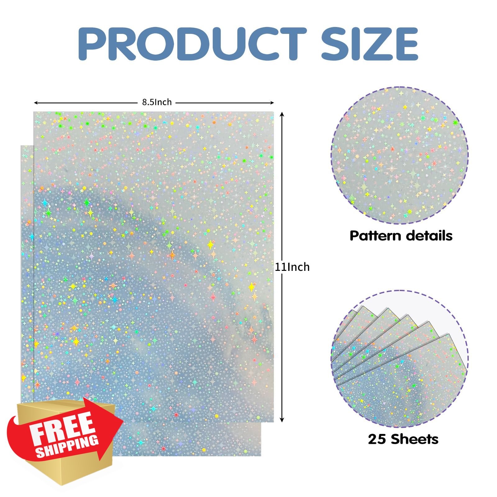 Holographic Sticker Paper 8.5×11 Inch Inkjet Laser