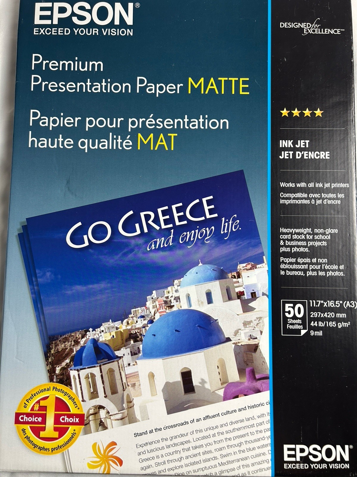 Epson Premium Presentation Paper Matte A3 11.7×16.5 165gsm 50 Sheets S041260
