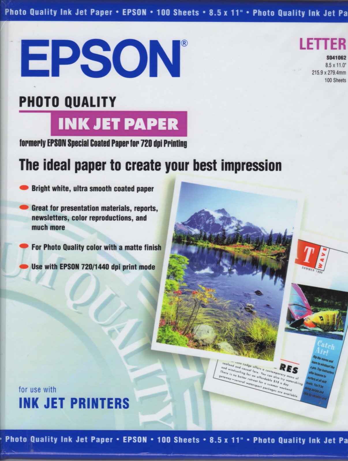 Epson Photo Quality Inkjet Paper 100 CT 8.5″ x 11″ + Free Media Pack