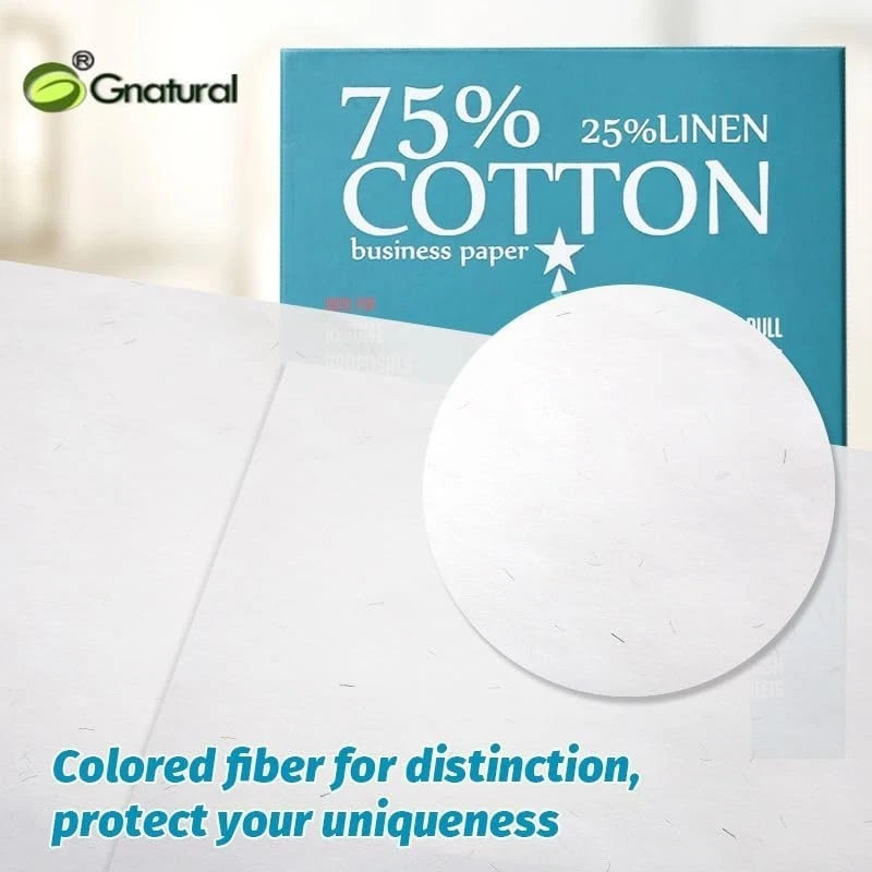 75% Cotton 25% Linen Business Paper, 85gsm 8.5”×11” Inkjet Printer Paper, Waterp