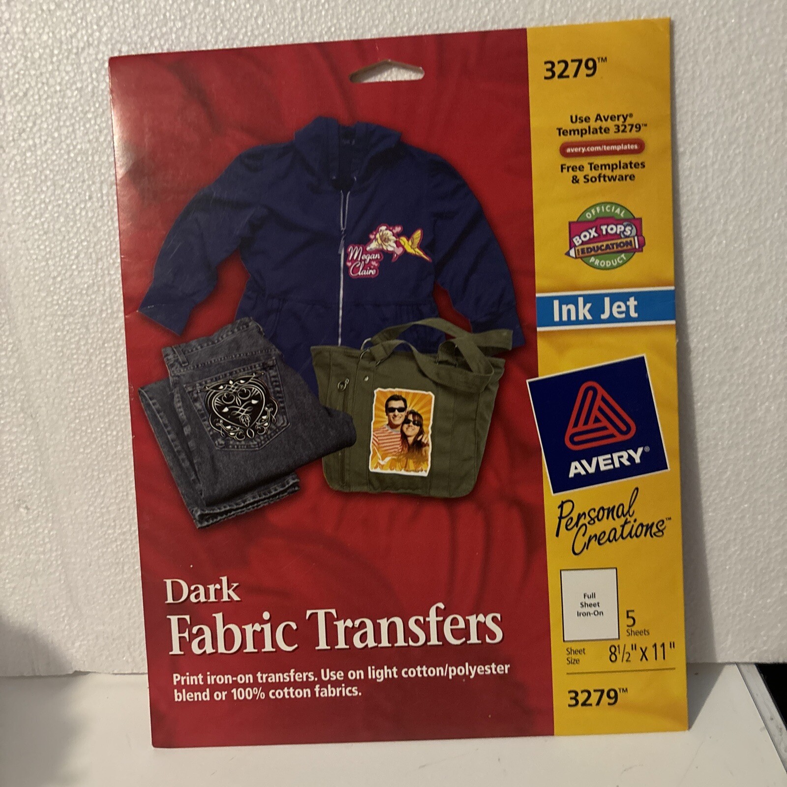 Avery Dark Fabric Transfers 3279 – 5 Sheets