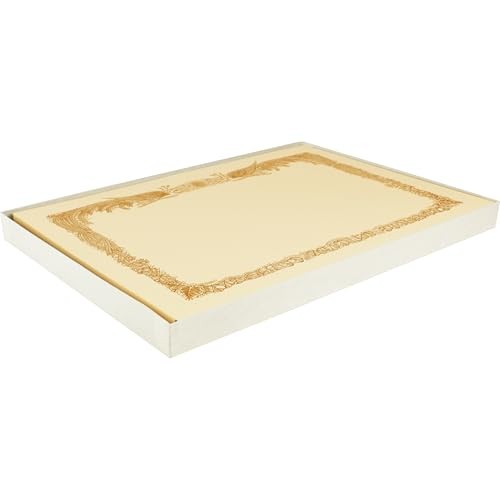 King Corporation Certificate Paper A3 Wide Horizontal Border Cream 100 Sheets