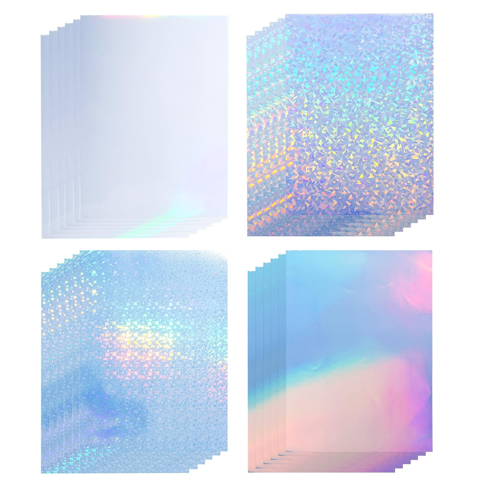 36 Sheets Vinyl Printable Sticker Paper A4 Size (8.25″ x 11.7″) Glossy Hologr…