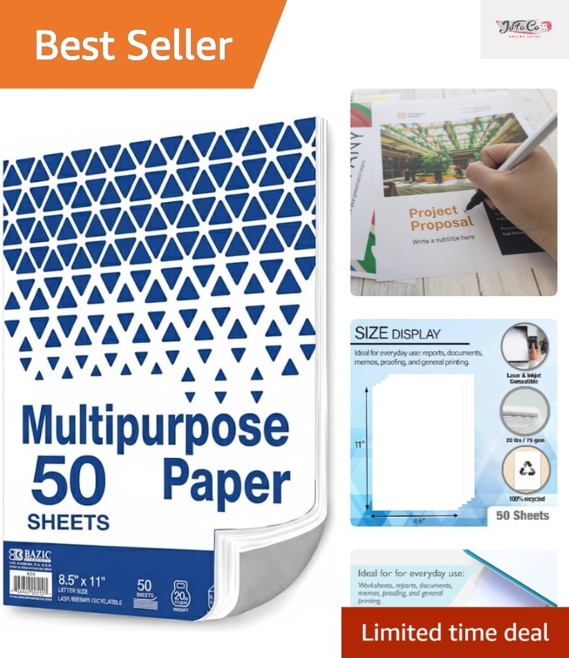 Eco-Friendly 50 Sheets of Acid-Free 8.5″ x 11″ White Paper – Versatile Printing