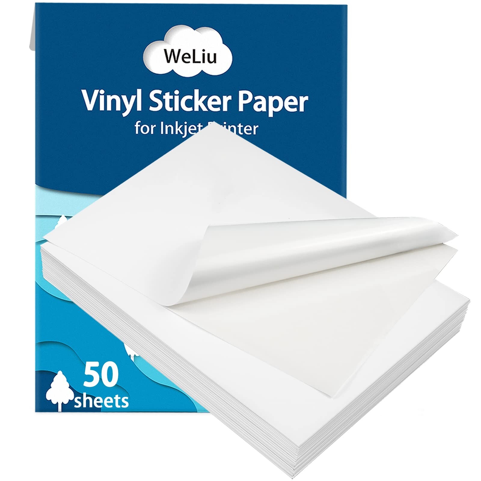 Premium Printable Vinyl Sticker Paper for Inkjet Printer,50 Sheets Matte Whit…