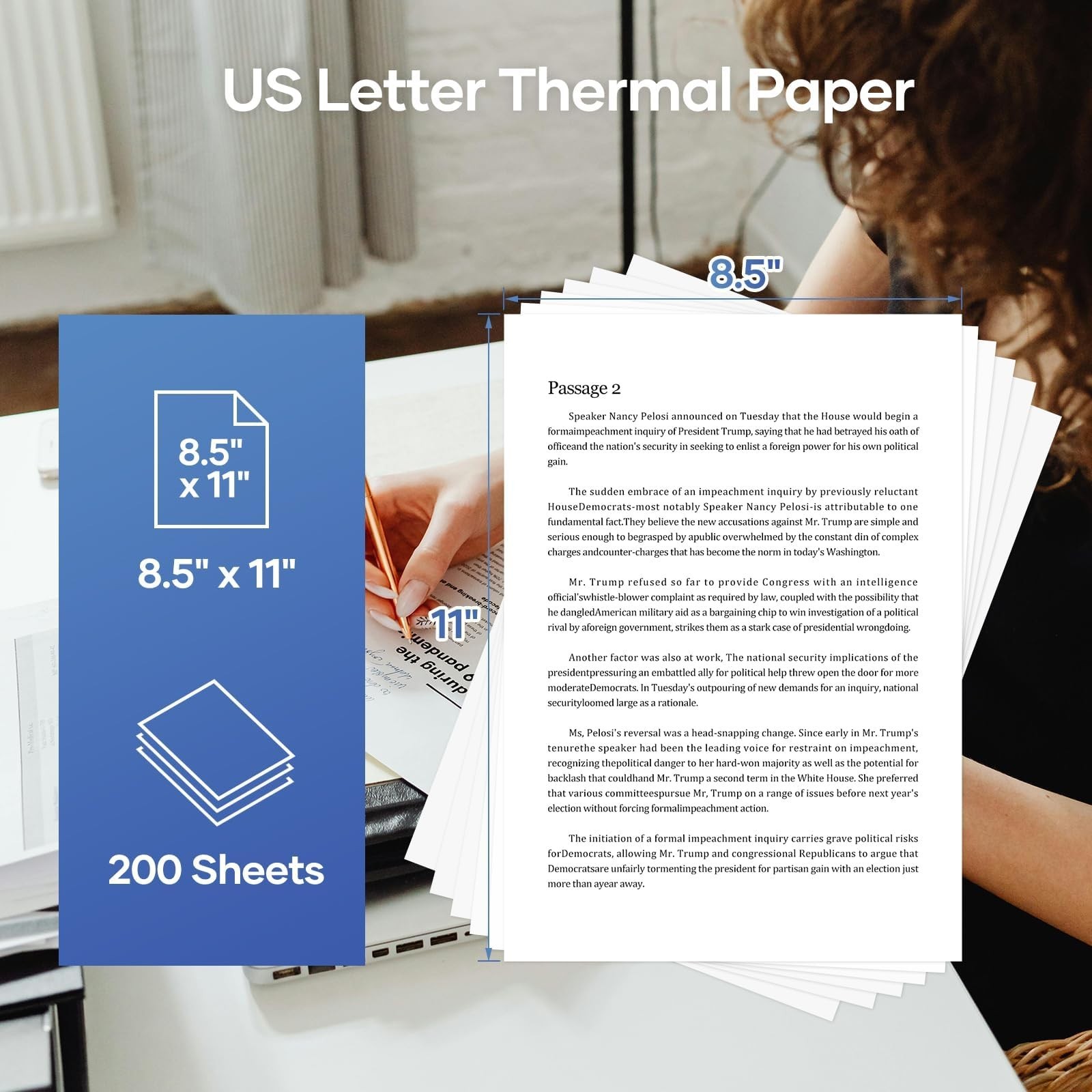 Thermal Paper 8.5×11″ 200 Sheets for Portable Printers – Continuous File Printin