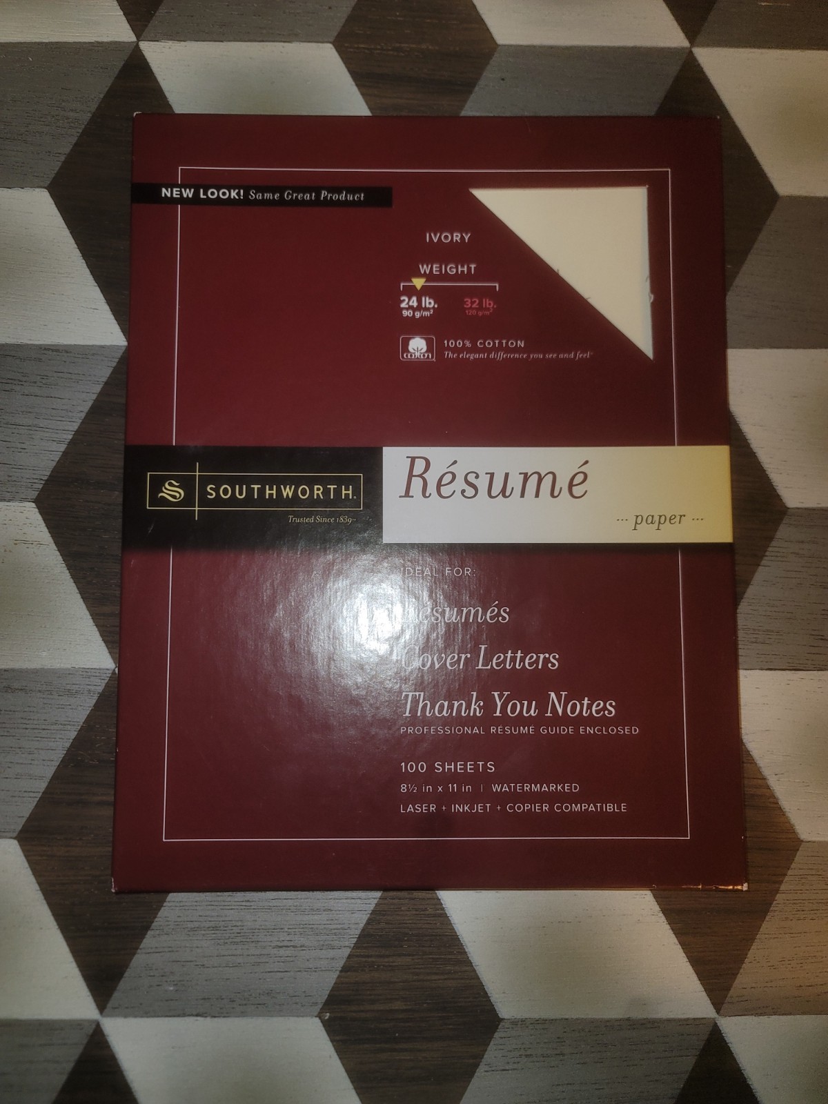 Southworth R14ICF 8.5 in. x 11 in. 100% Cotton Resume Paper Ivory (70/PK) Bond