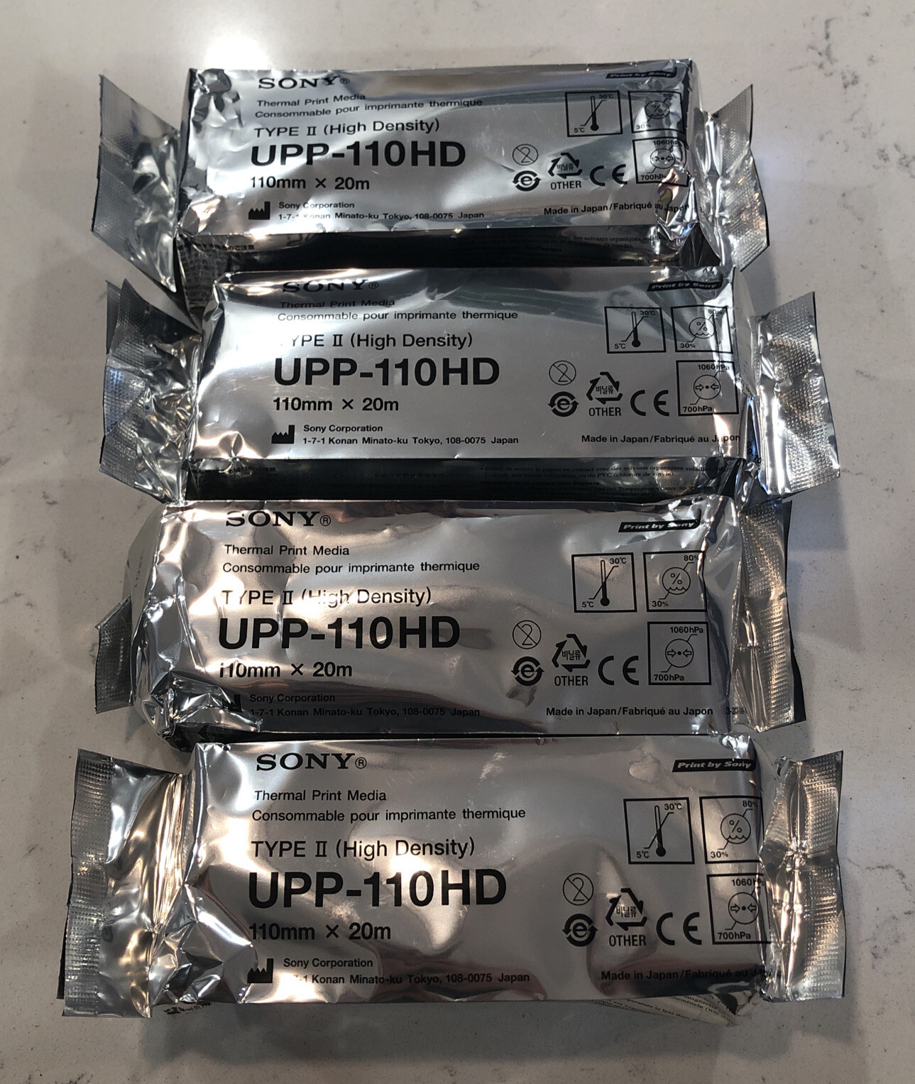 NEW SONY UPP-110HD High Density Printer Paper – Genuine SONY Lot of 4 Rolls