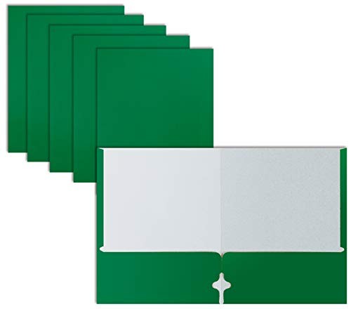 Two Pocket Portfolio Folders, 50-Pack, Green, Letter Size Paper Folders, by ,