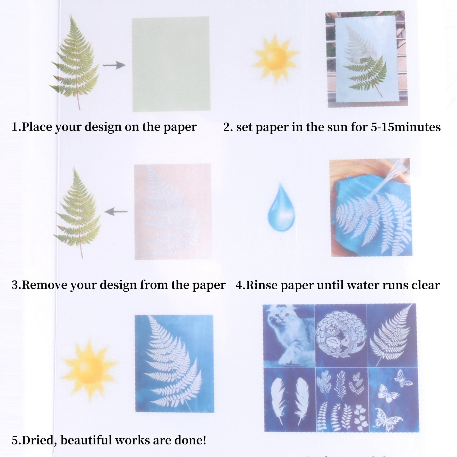 Cyanotype , 30 Pcs A5 Sun Print Kit, High Sensitivity Sun Print Nature6551