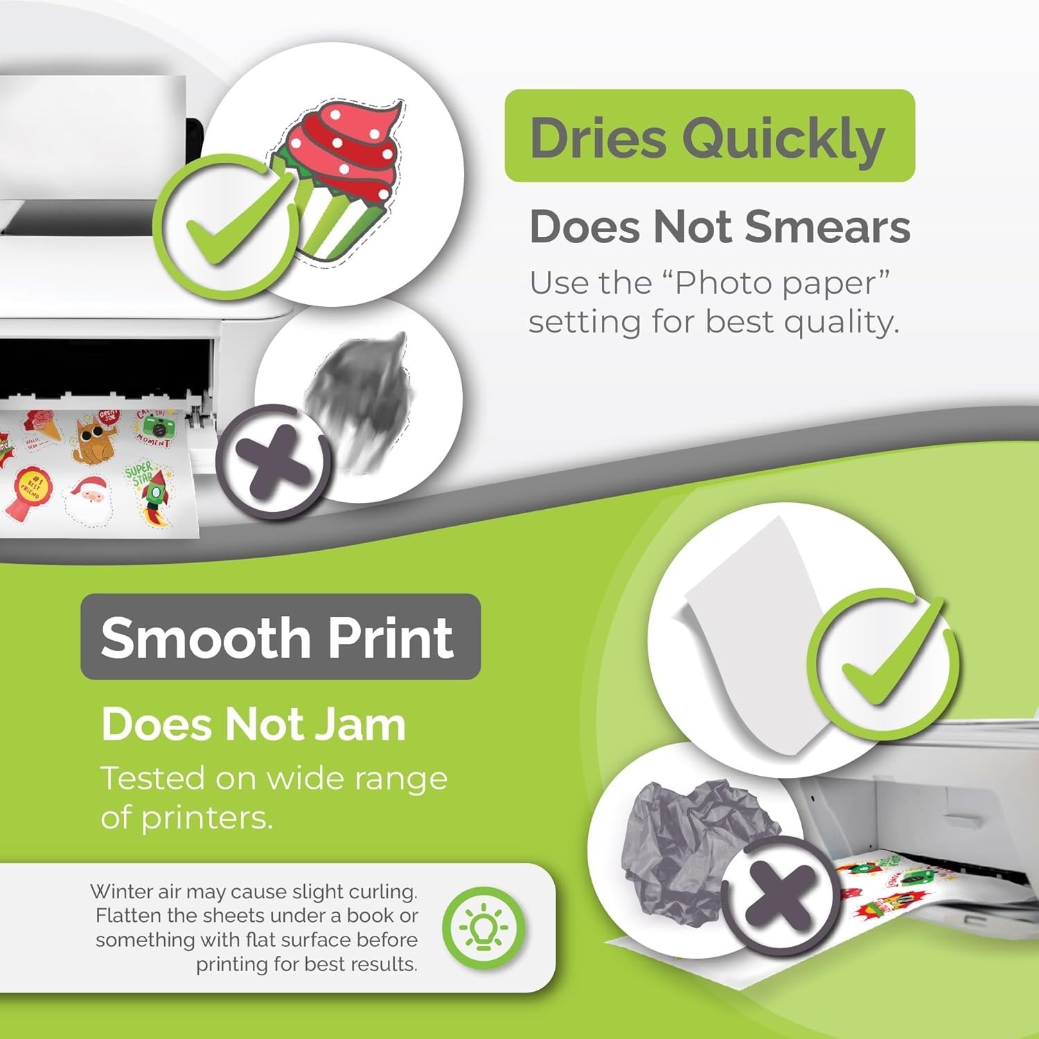 Printable Vinyl Sticker Paper for Inkjet Printer – 34 Sheets Self-Adhesive Sh…