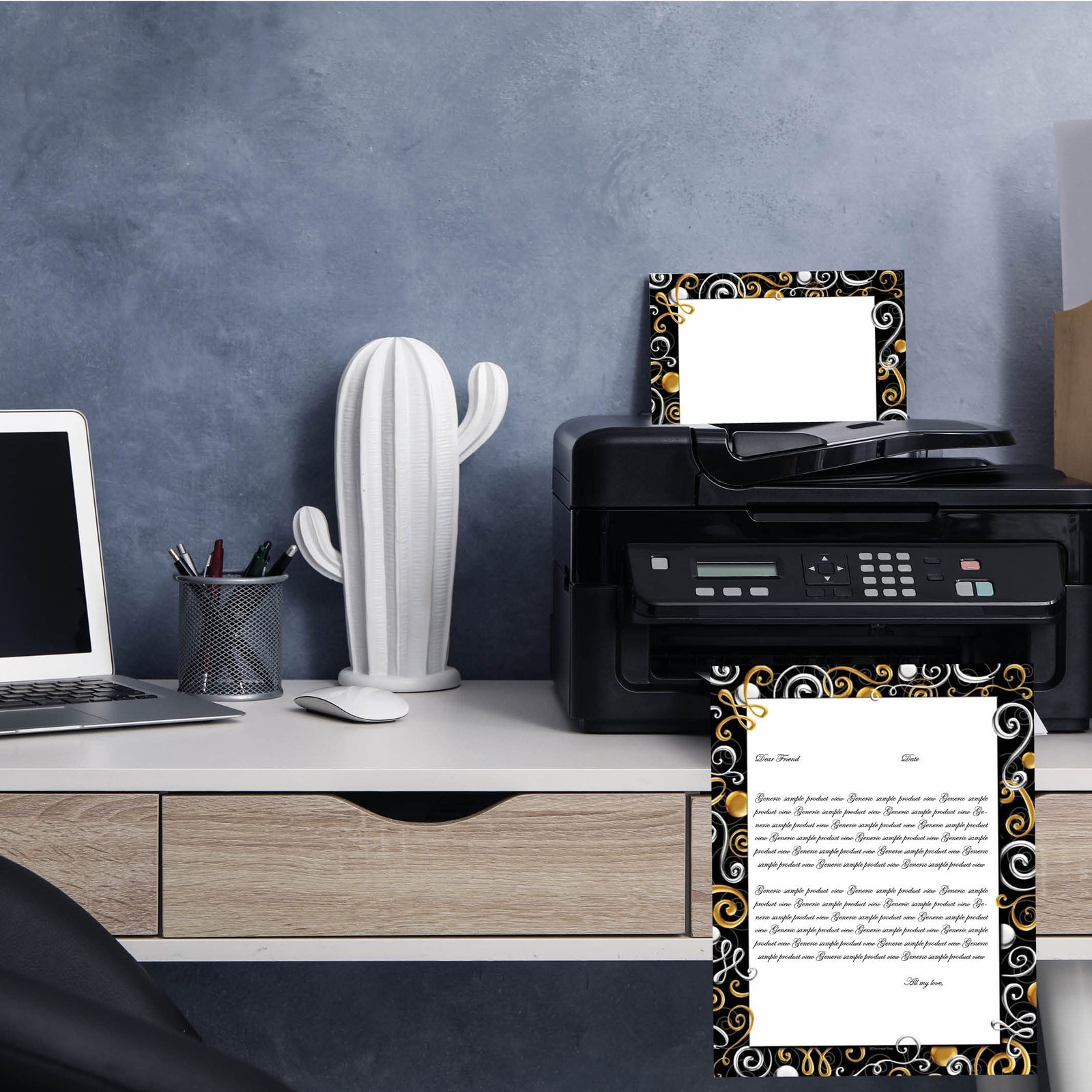 Gold & Silver Swirls Letterhead Laser & Inkjet Printer Paper 25 pack
