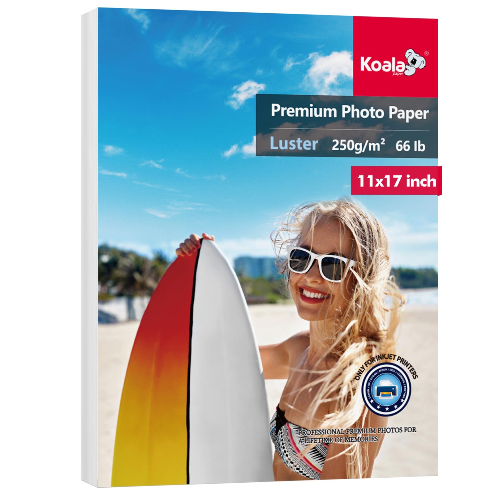 Koala Premium Luster Photo Paper Water Resistant 66 LB 11×17 Inch 50 Sheets