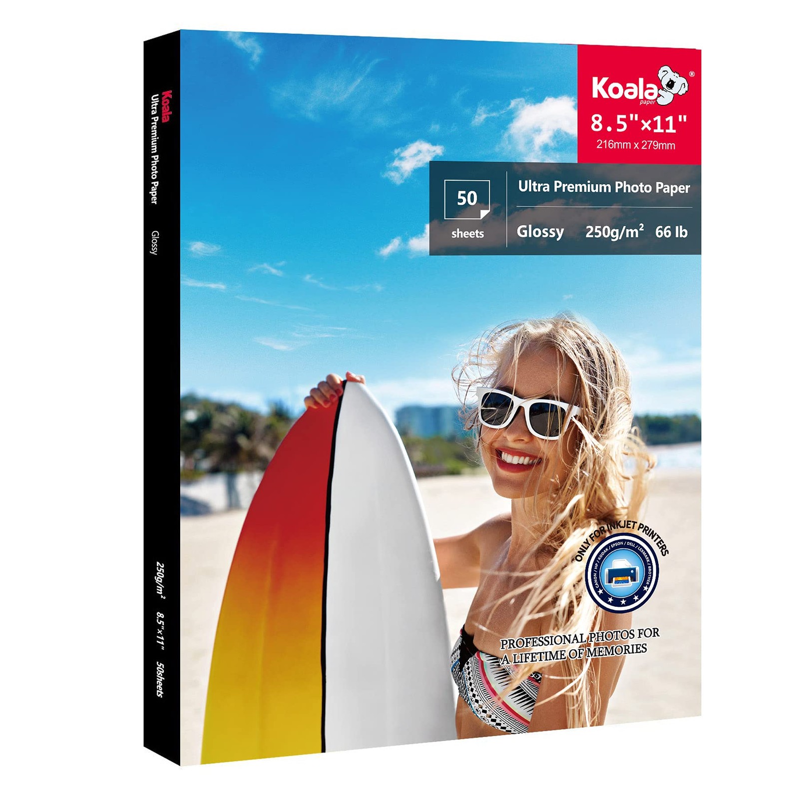 50 PCS Koala Premium Photo Paper 8.5×11 Inch Glossy Inkjet Printer 66lb Sheet