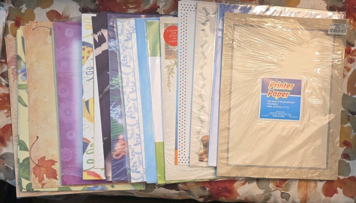 LOT of Decorative Computer Paper Open/Partial Packs And Sheets.