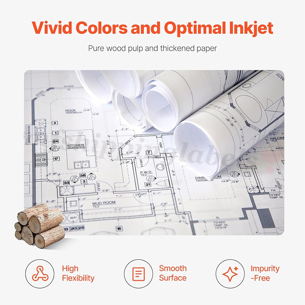 24″x150′ 36″x150′ 20lb CAD Bond Plotter Paper for Wide Format Inkjet Printers US