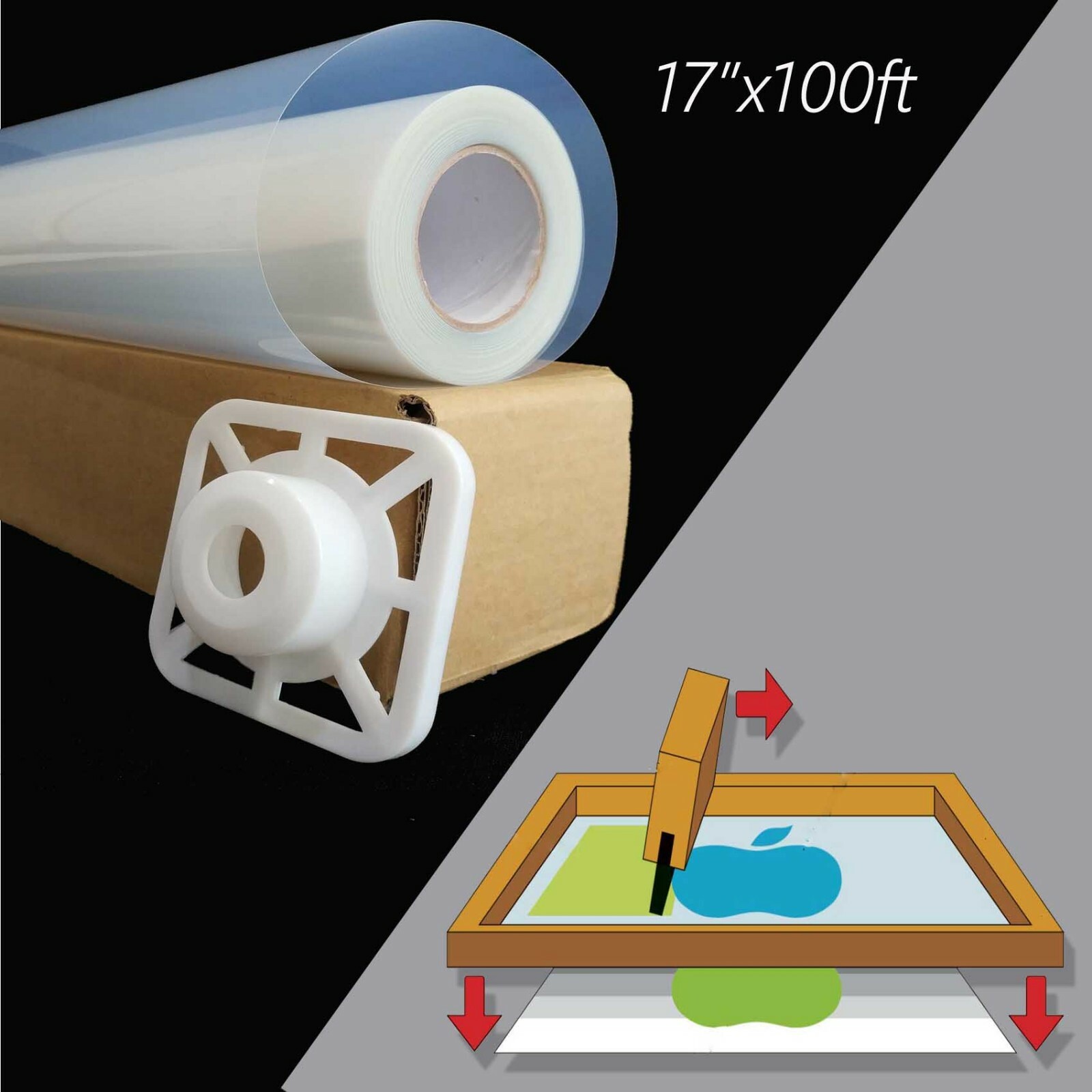 17″x100ft，Waterproof Inkjet Milky Transparency Film for Silk Screen Printing