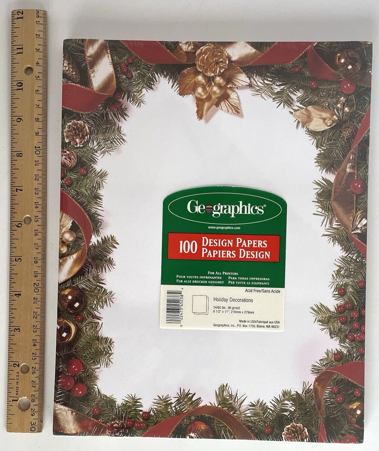 Holiday Paper 8 1/2 x 11″ Christmas Stationary 100 Count Geographic 24/60 LB NEW