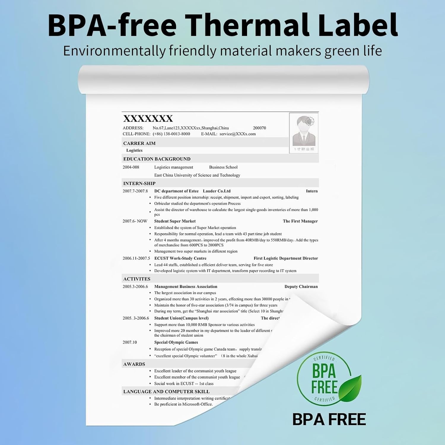 8.5″x11″ 100Sheets Folded A4 Thermal Continuous Paper For M08F M832 Hprt Printer