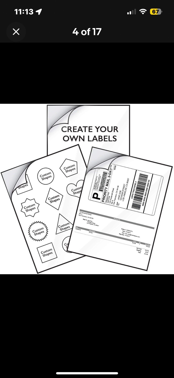 Koala Sticker Paper for Inkjet + Laser Printers 100 Full Sheets,Labels, Open Pak