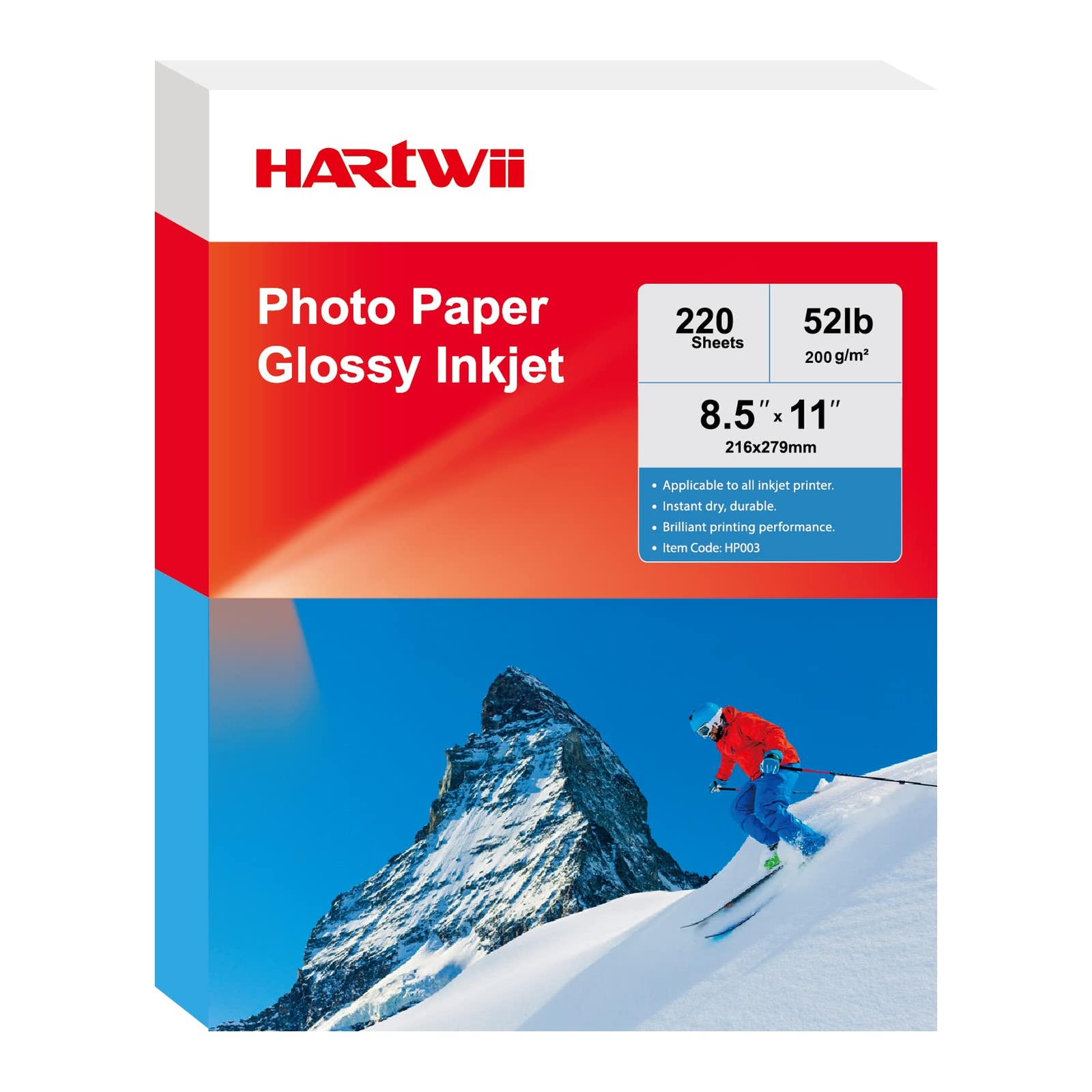 Photo Paper Glossy Inkjet 8.5 x 11 Inch 220 Pack 200gsm Professional Quality