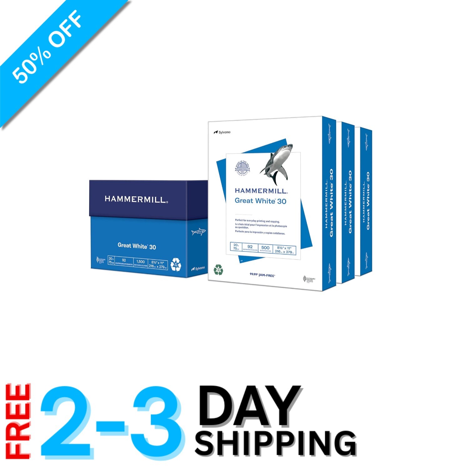 Versatile Great White 30% Recycled Paper 8.5 x 11 – High Performance & 92 Bright