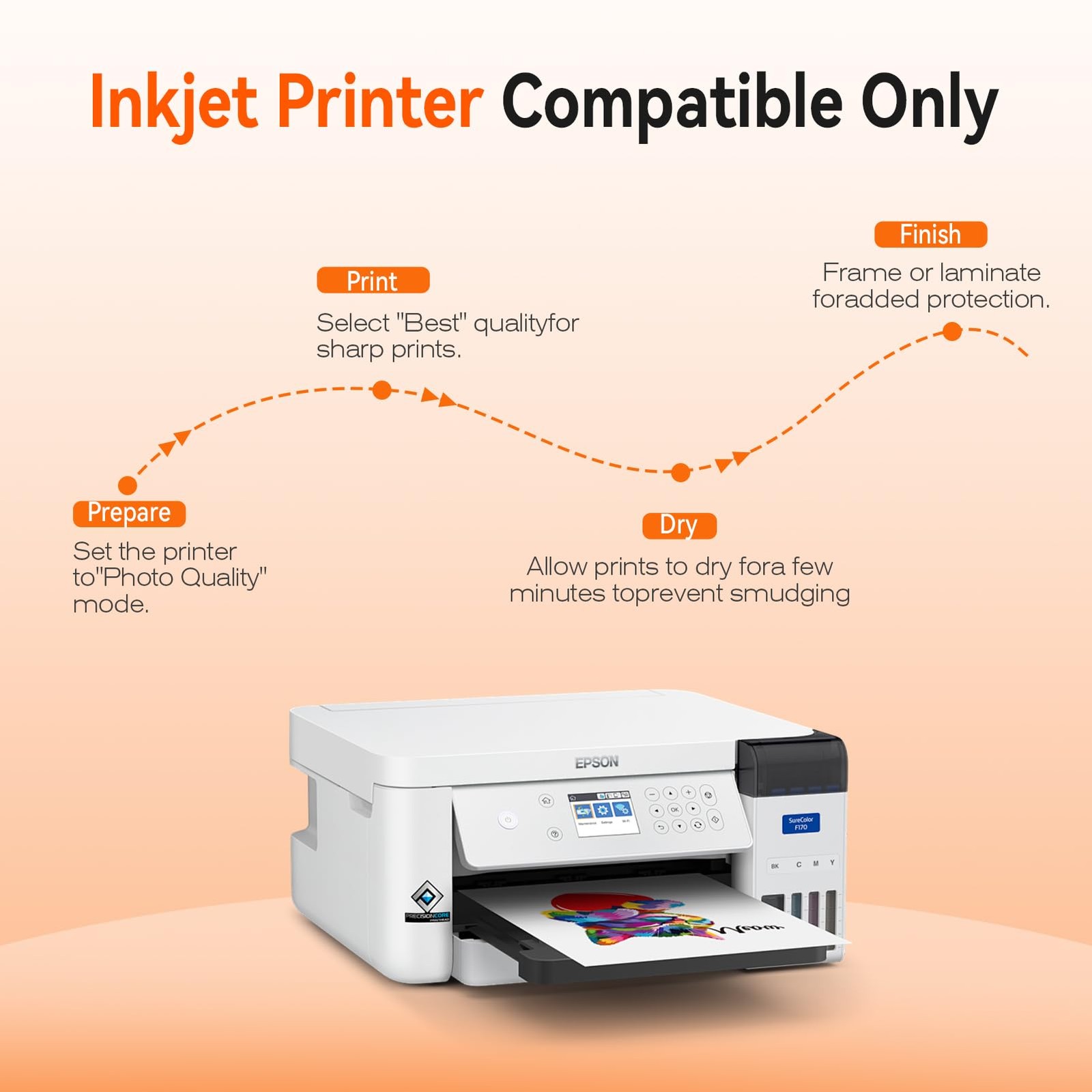 100Sheets Inkjet Glossy Photo 8.5×11 Inches 48lb-180Gsm for Instant Dry Inkje…