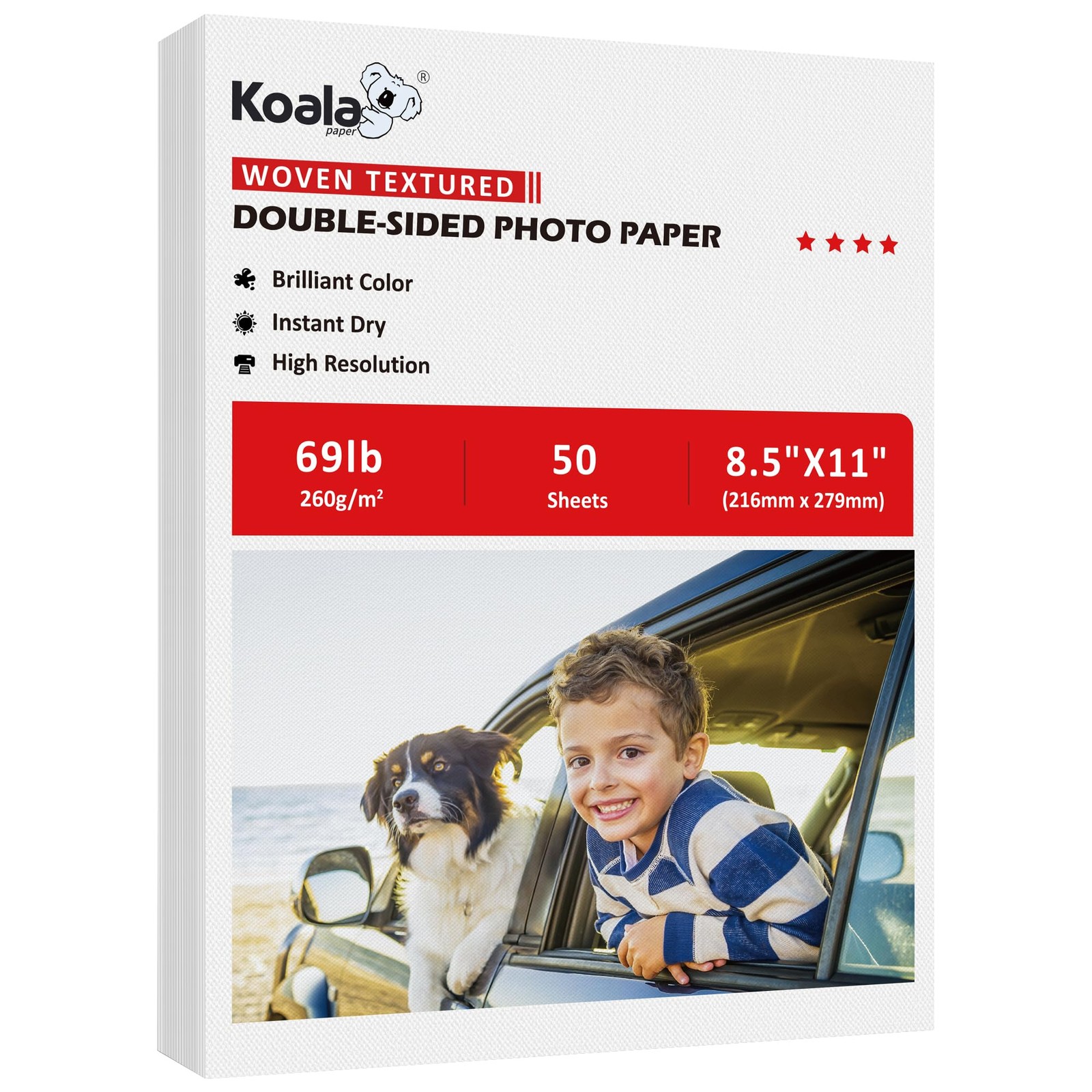 50 Sheets Koala Woven Textured DoubleSide Photo Paper 8.5×11 Inch Paper