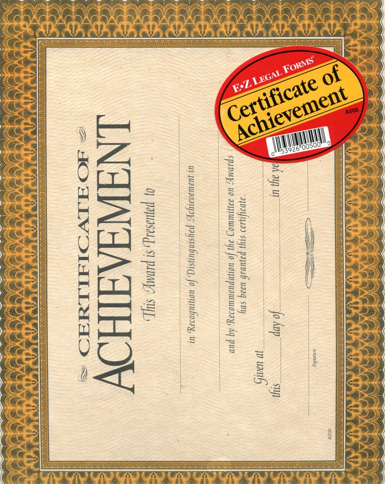 EZ Legal Forms, Award Certificates. TRAINING, APPRECIATION, ACHIEVEMENT