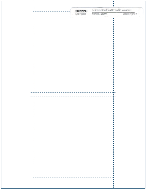=MATTE FINISH= Jewel Case =2-UP FRONT= INSERTS with Matrix 200-Pak (100 sheets)