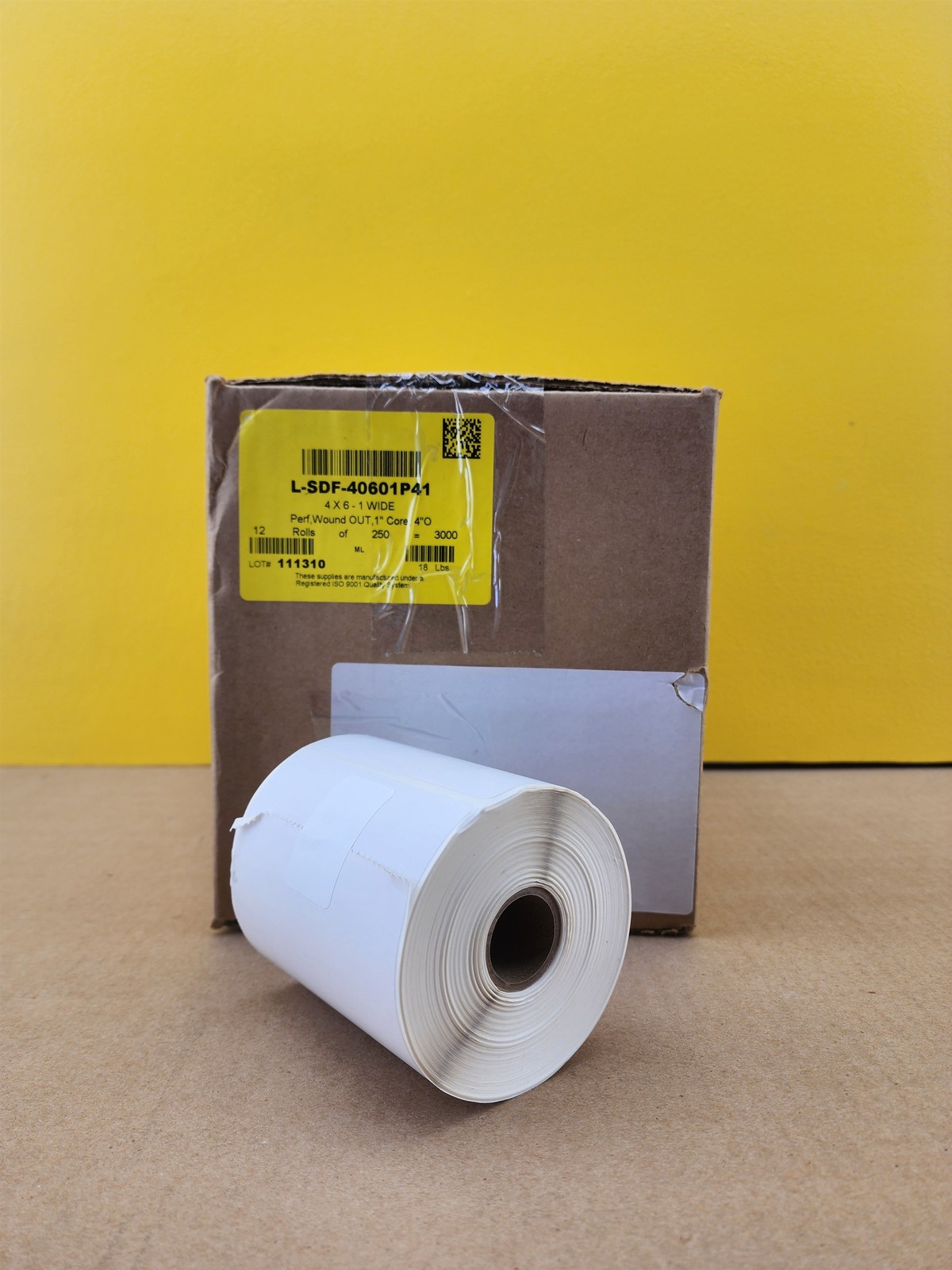 NEW Case of 4″ W x 6″ L Direct Thermal Labels, White, 250/Roll, 12 Rolls/Case