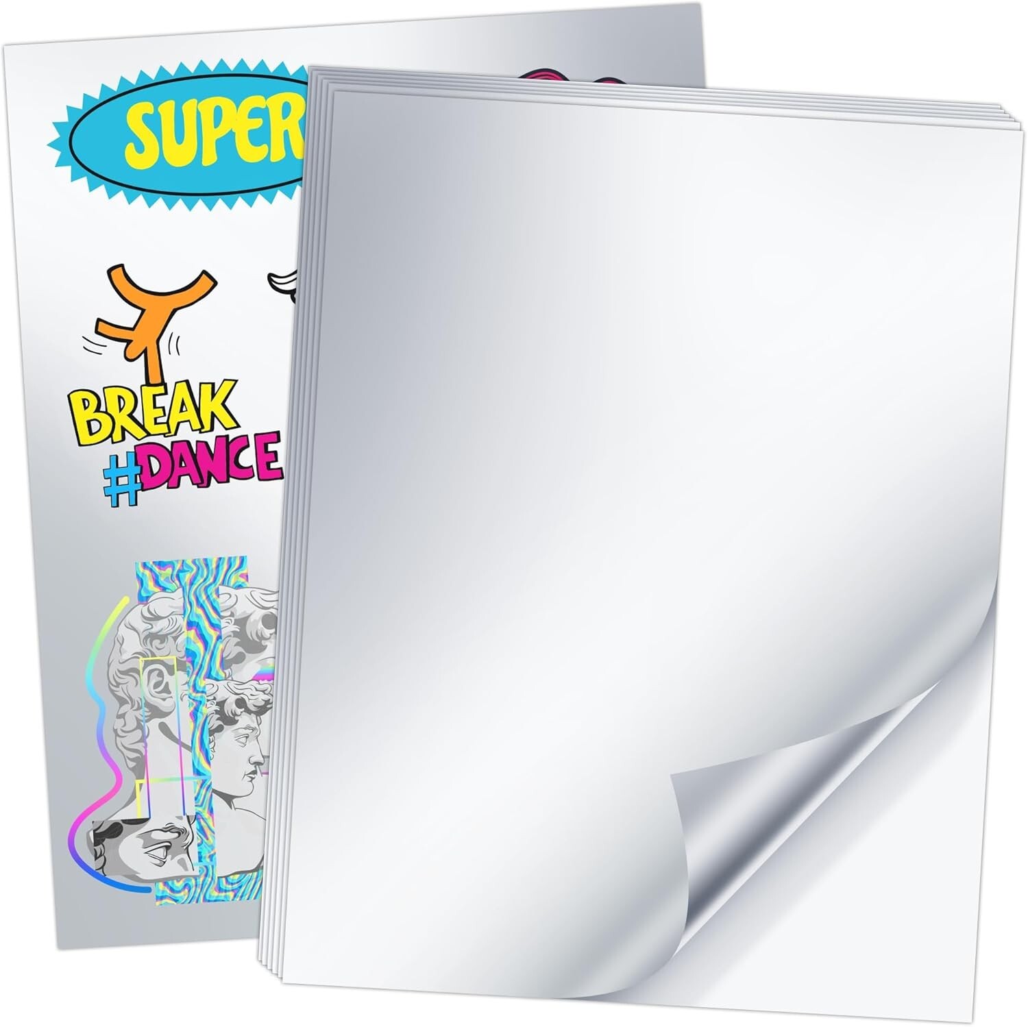 Koala Printable Sticker Paper for Inkjet & Laser Printer, Metallic Silver Glossy