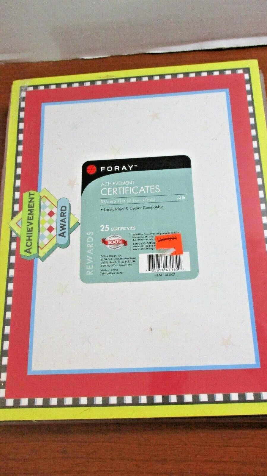 FORAY~ACHIEVEMENT AWARD CERTIFICATES COMPUTER PRINTER PAPER~25 Sheets~NIP