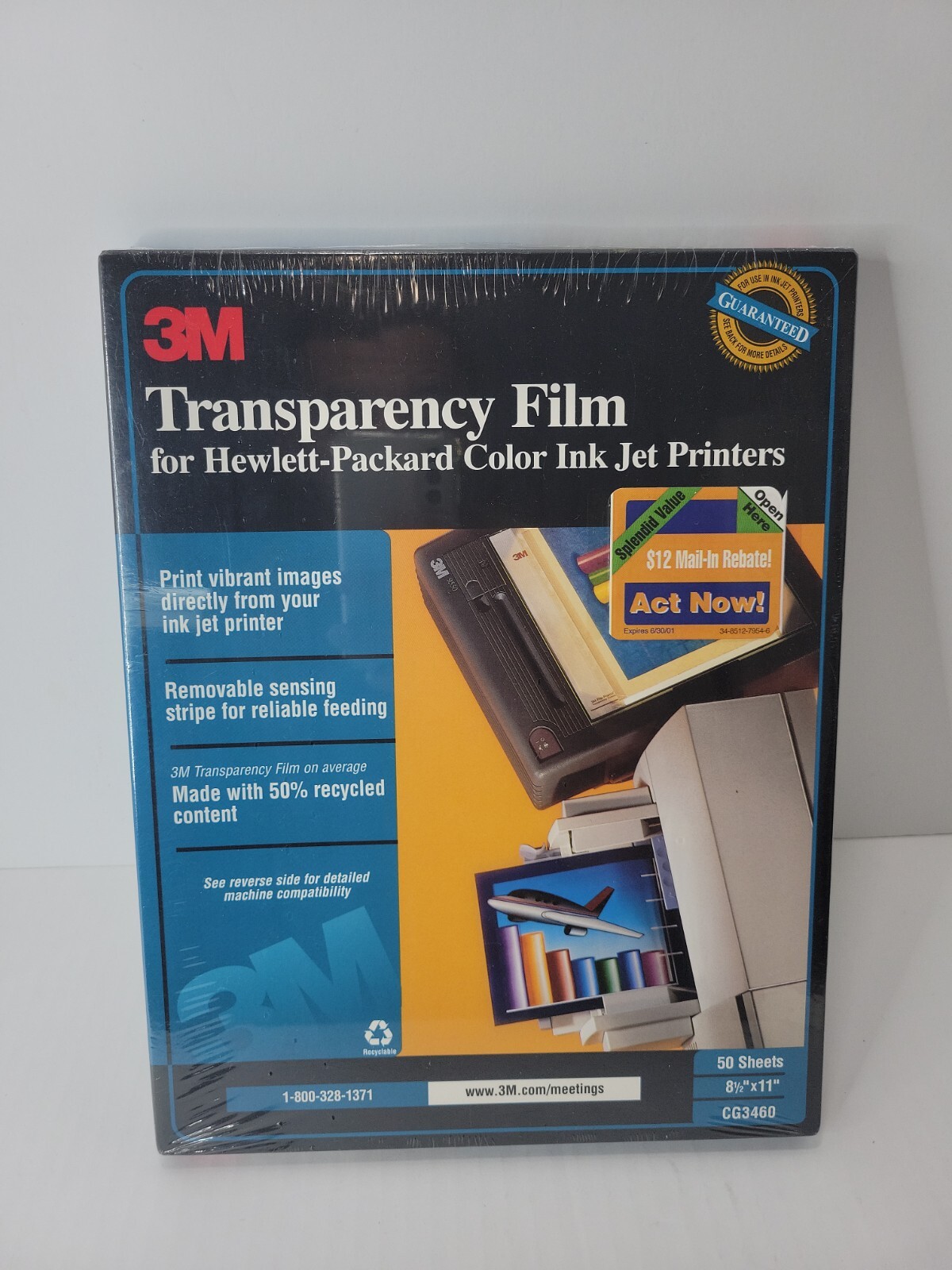 3M Transparency Film for HP Color LaserJet Printers CG3700 (50 Sheets*) Sealed