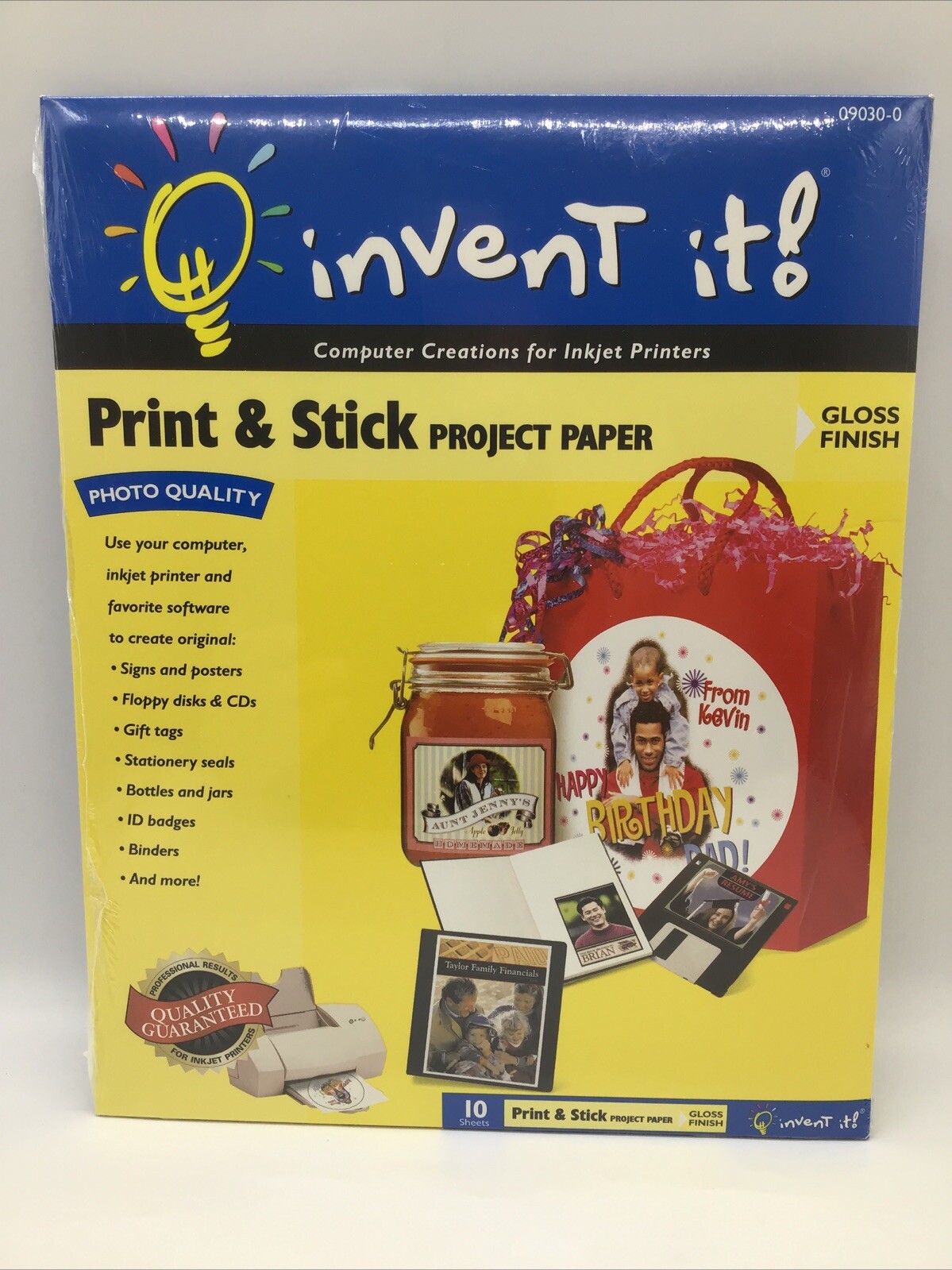 INVENT IT! Print & Stick Project Paper Gloss Finish 10 Sheets 8.5”x11” Brand New