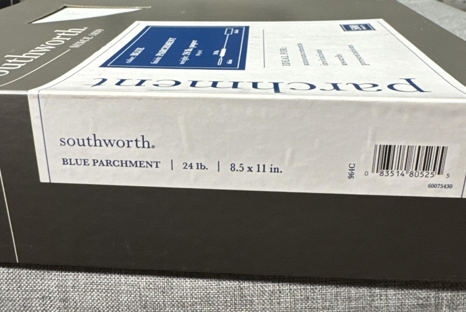 Southworth Parchment Paper 24 lb Blue 100 Bright 8.5 x 11 500 sheets