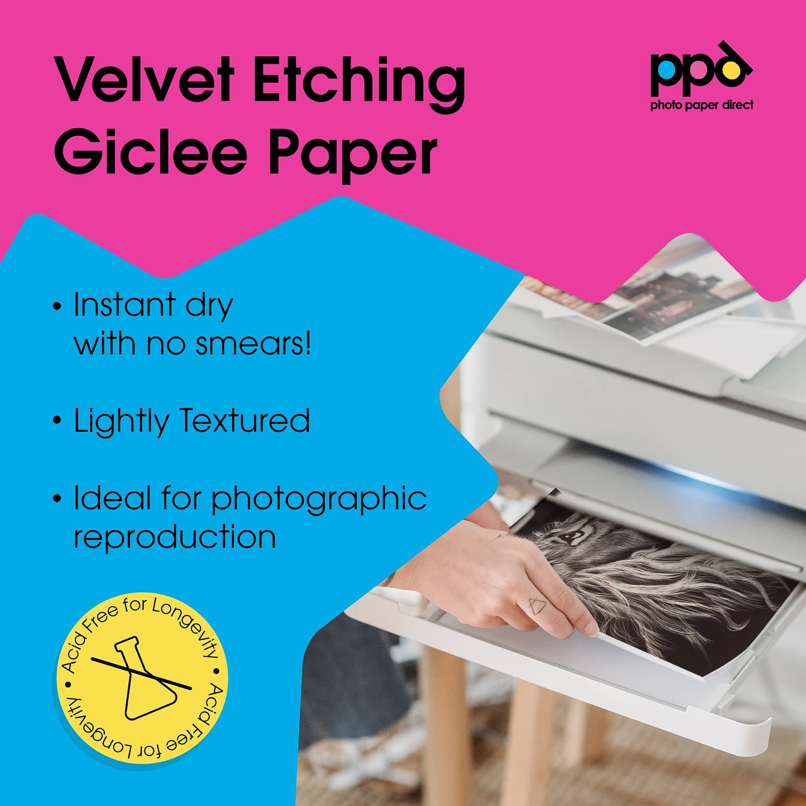 25xA3 Inkjet Fine Art Etching White Velvet 270g Photo Paper Matte with Gentle T…