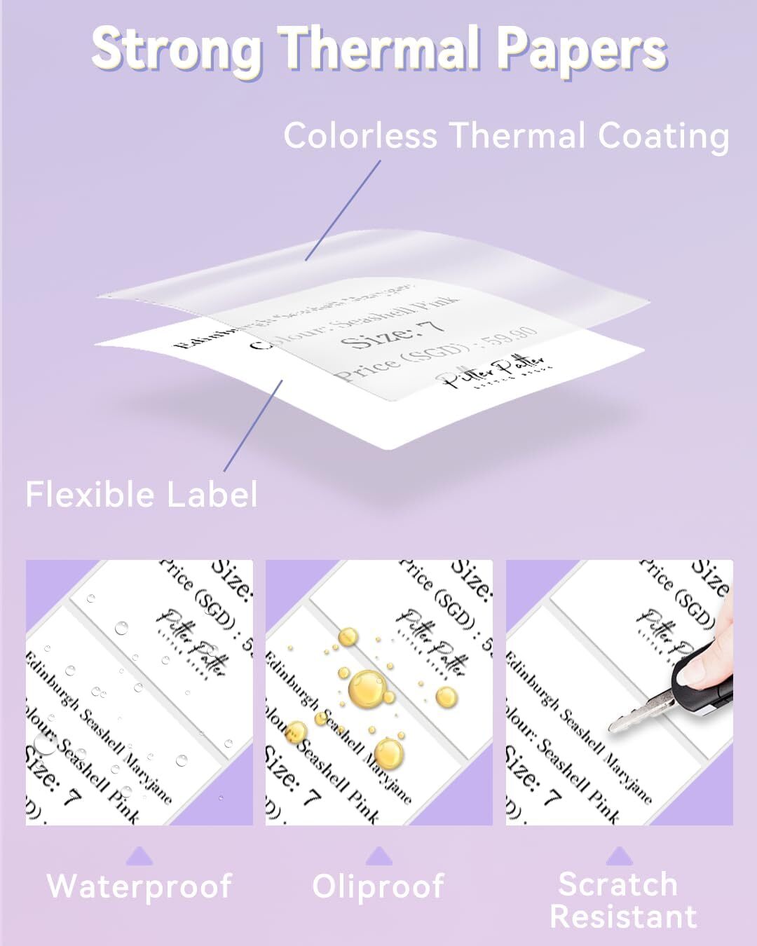 Square 60*80mm Self-Adhesive Thermal Label Paper for Phomemo M200/M220 Printer