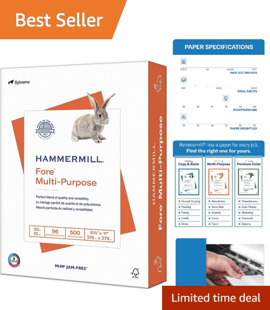 Reliable 20 lb Multipurpose Copy Paper, 500 Sheets, 8.5×11 – Jam-Free Guarantee