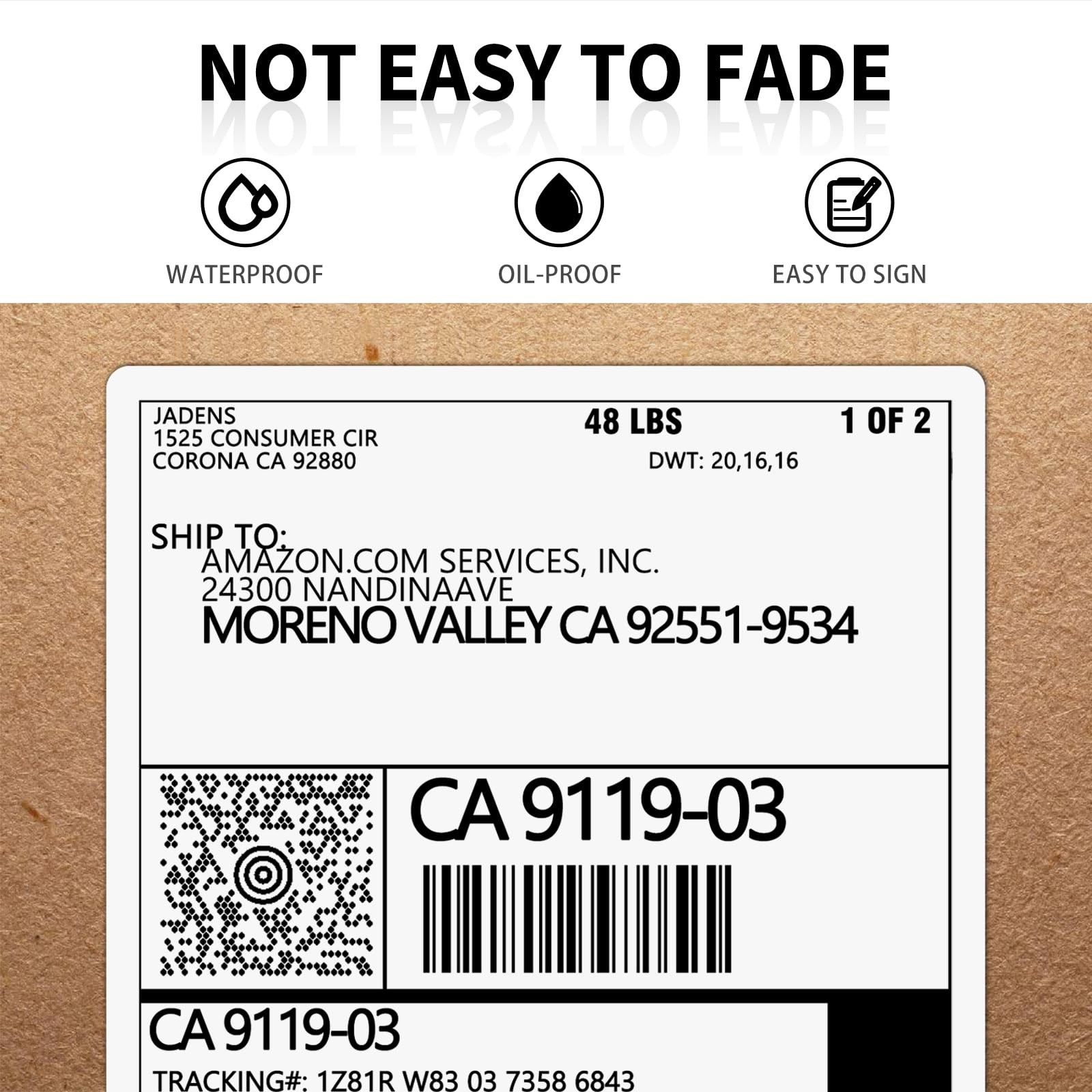 JADENS 2 Rolls Thermal Label Paper, 4×6” Compatible with 4×6 inches, white