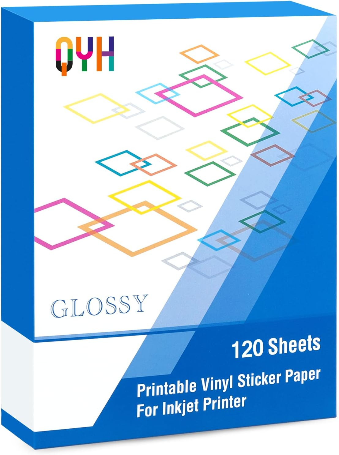 QYH Printable Vinyl Sticker Paper for Inkjet Printer Glossy 120 Sheets Adhsei…