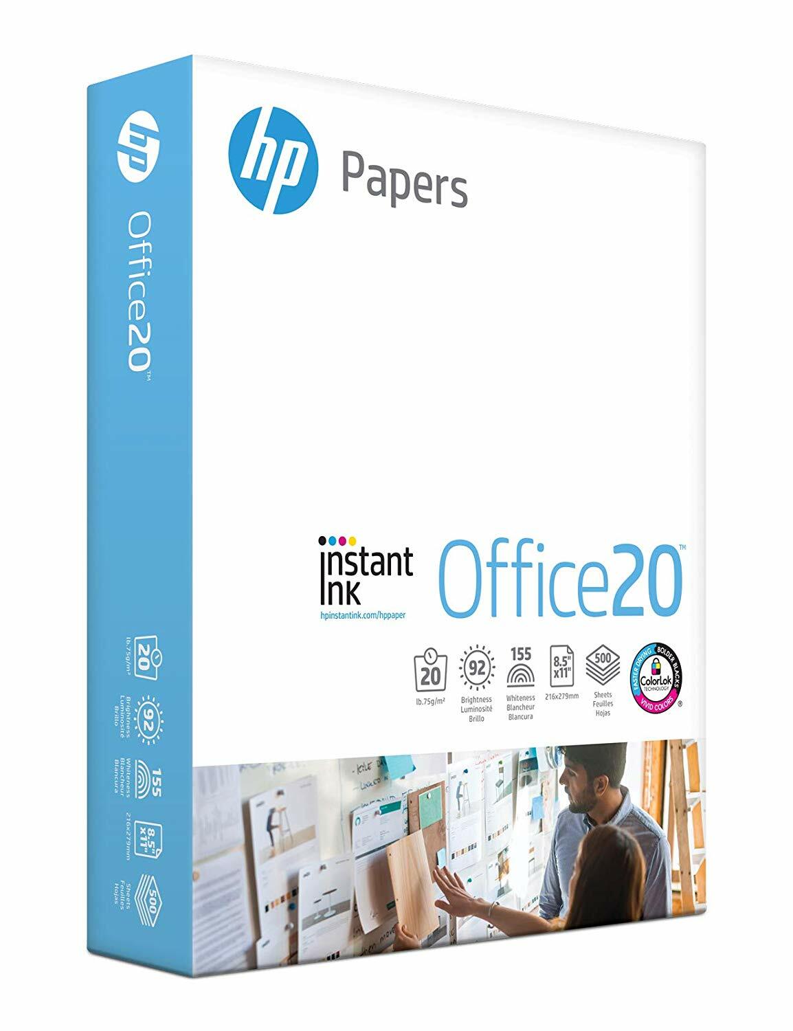 HP Office20 Printer Paper, White Letter Size 8.5″ x 11″, One Ream / 500 Sheets