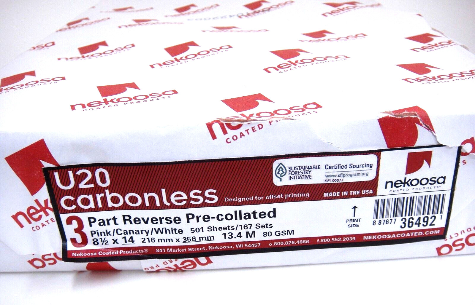 U20 3 Part Carbonless Forms Reverse Pre-Collated Legal 8.5 x 14 167 Sets