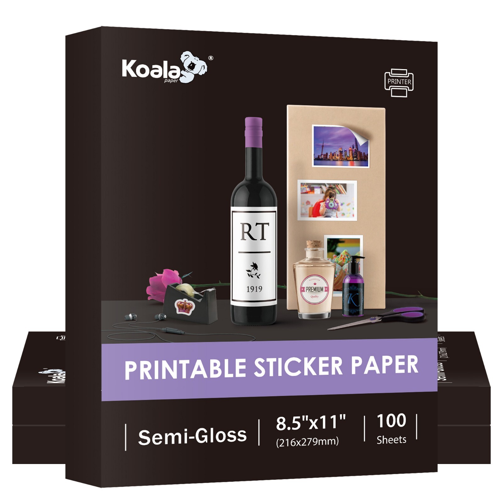 Lot 20-300 Koala Photo Sticker Paper Semi-gloss White for Inkjet & Laser Printer