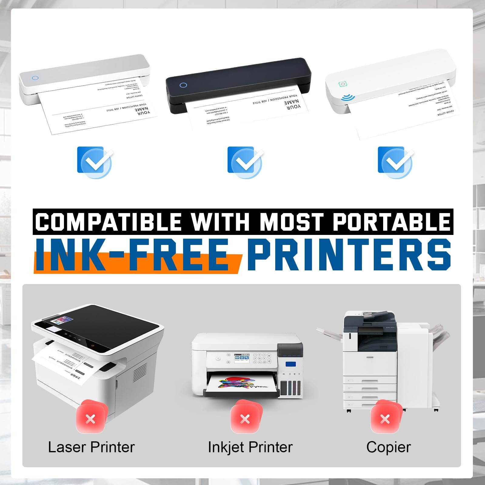 Atnadov Thermal Printer Paper 8.5”x11” US Letter Size, 4 4 Rolls, White