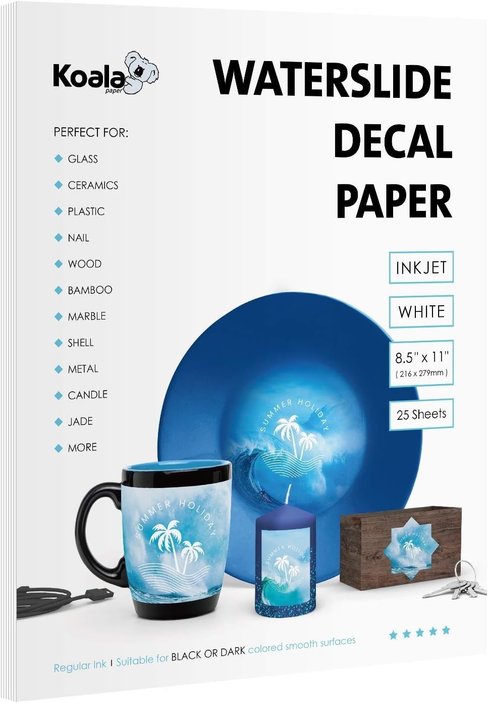 New Koala 25 Sheets Waterslide Decal Paper for Inkjet Printers 8.5″ X 11″