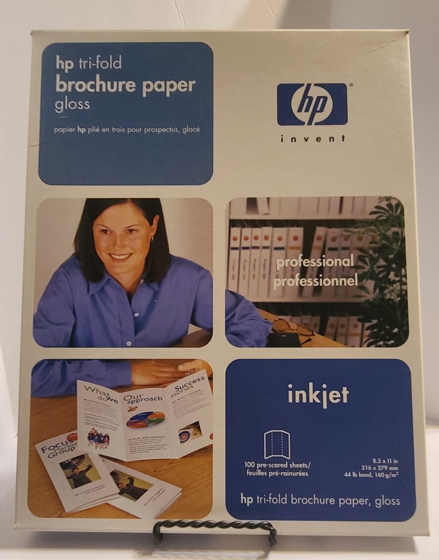 Open Box HP Trifold Glossy Brochure Paper C7020A Inkjet 100 Sheets Complete