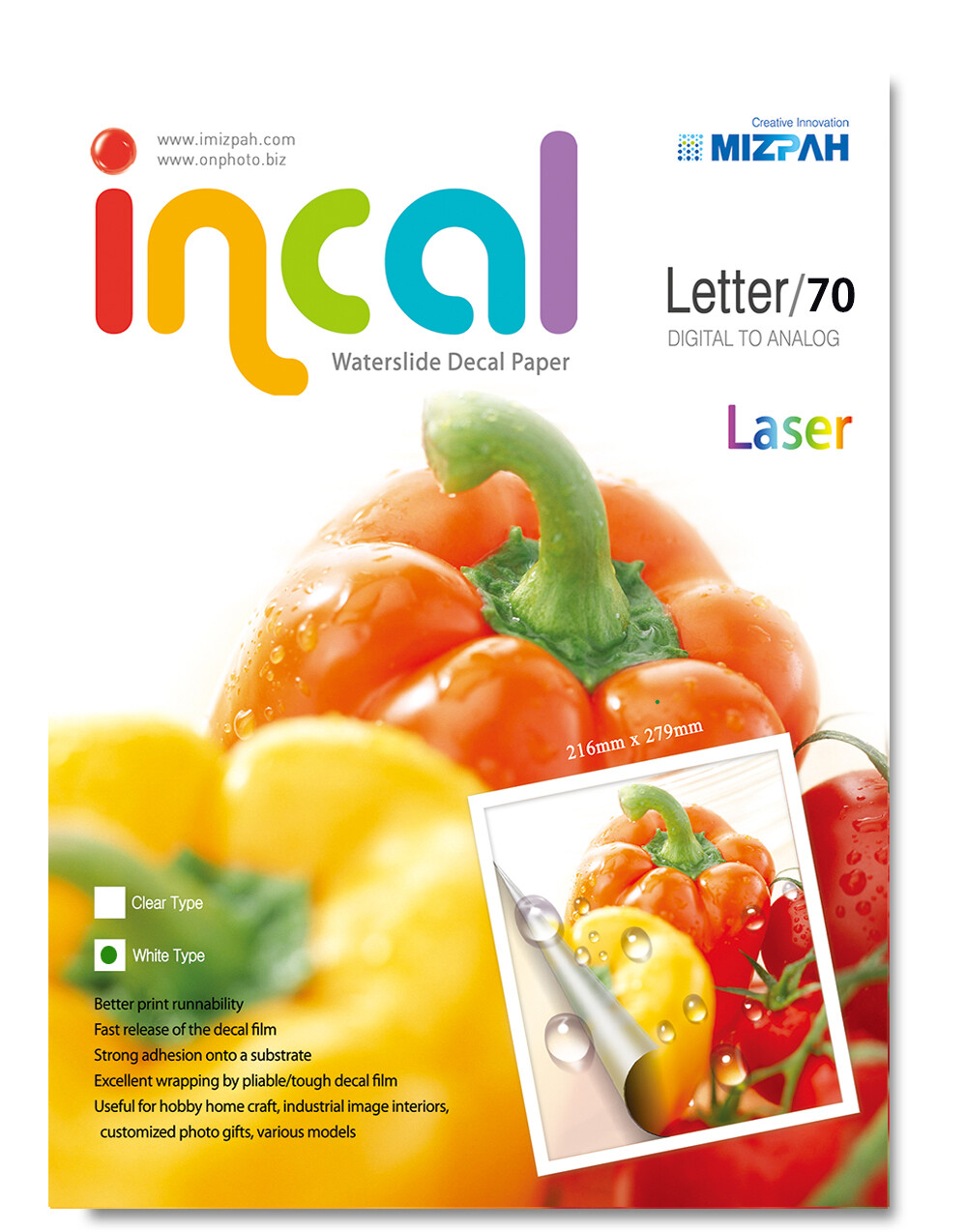[Incal] Waterslide Decal Paper- Laser White / Letter size (216x279mm) / 70pcs